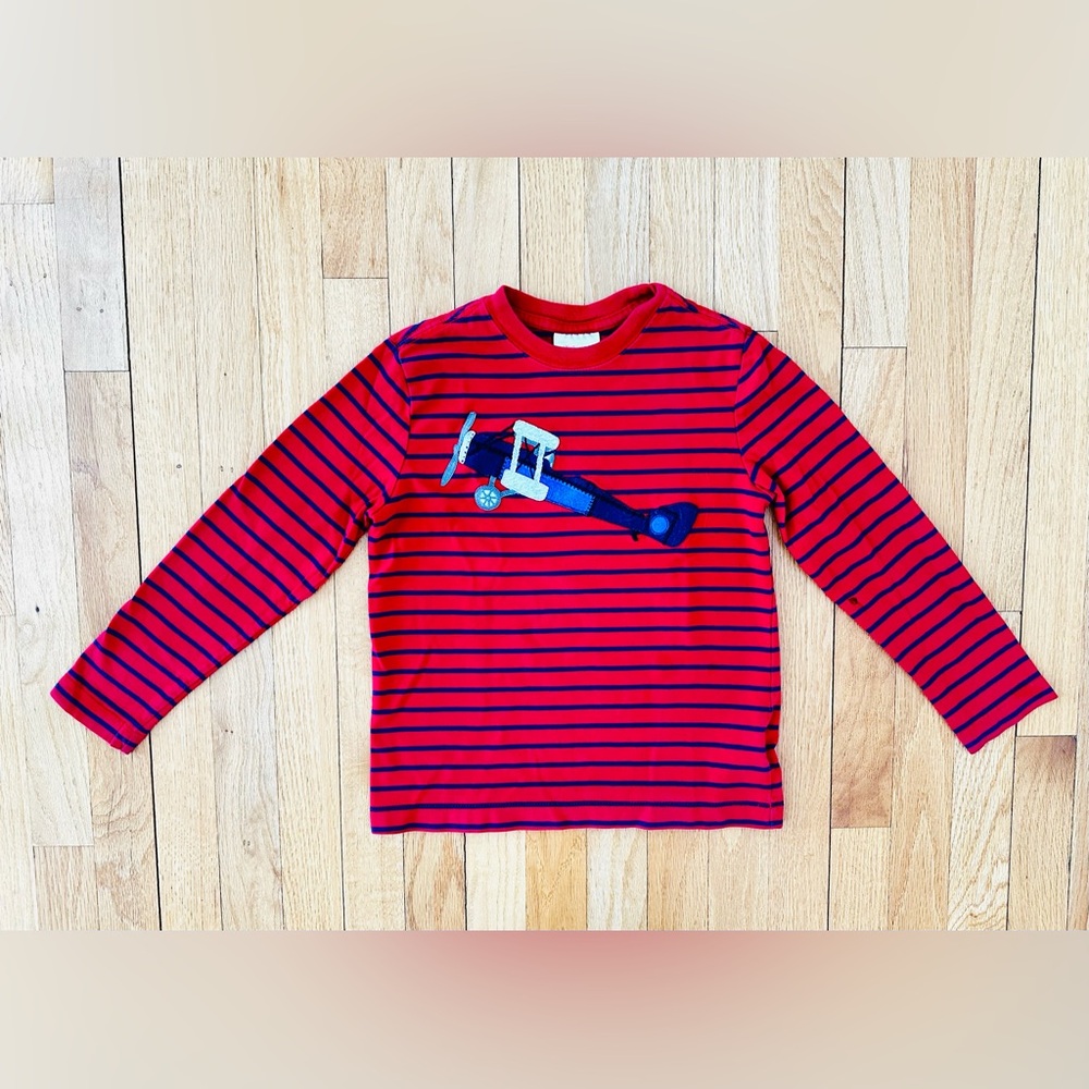 J Crew Crewcuts & Hanna Andersson Striped Long Sleeved T-Shirts Red Black White - Picture 6 of 11